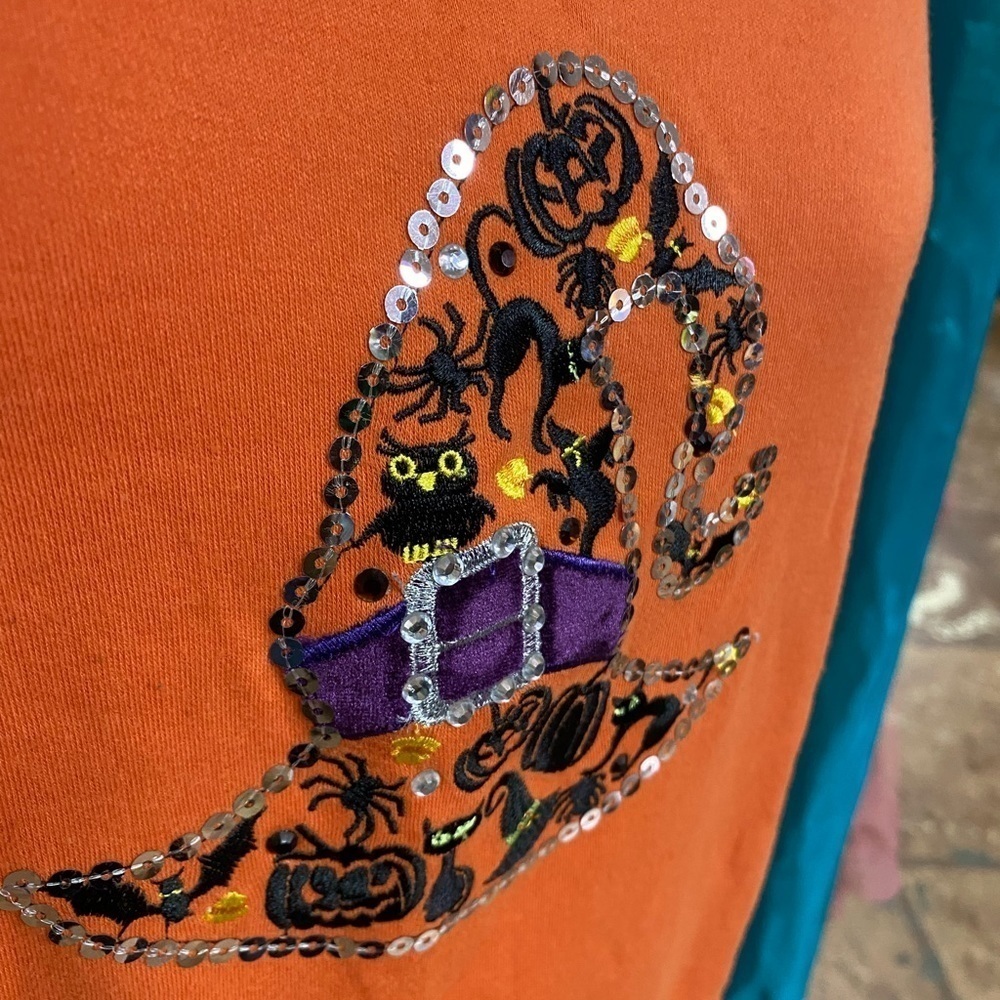 Nouveaux size 1X Halloween witches hat pumpkin holiday orange and‎ black - Picture 2 of 8